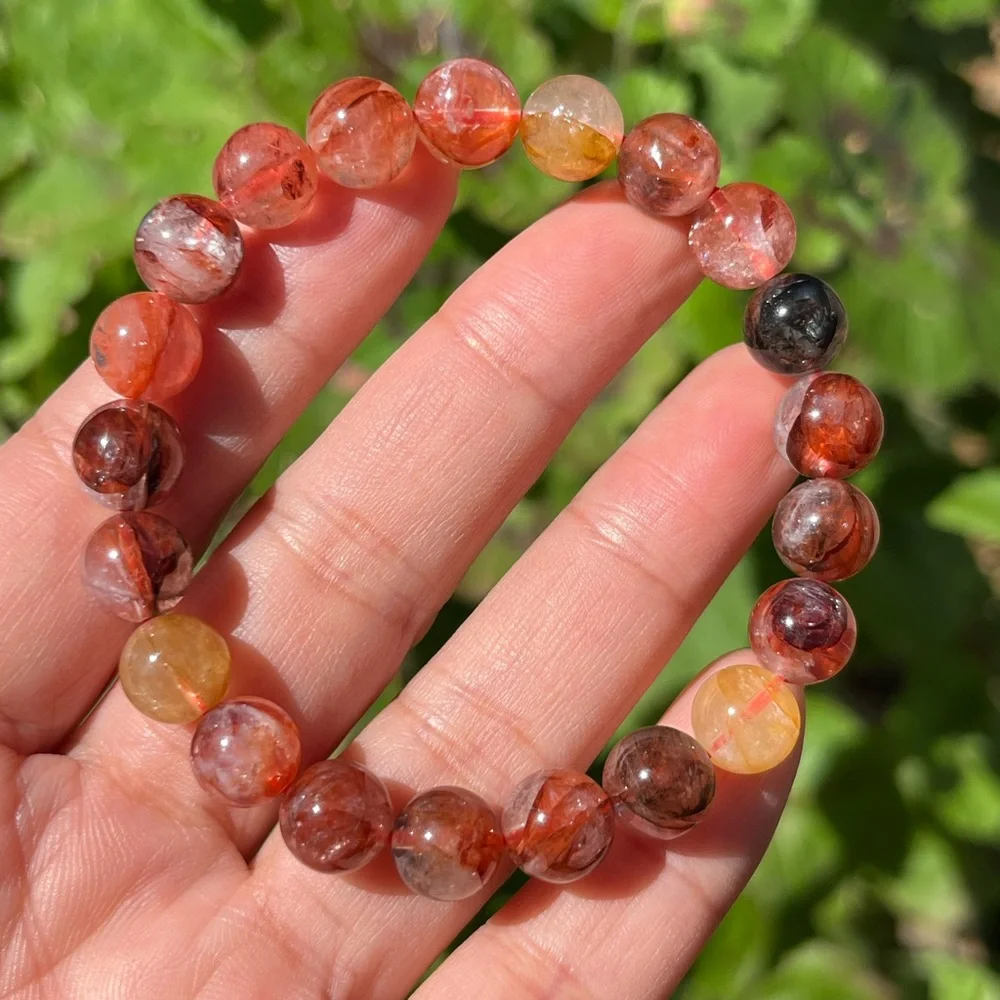9mm stretchable fire Quartz golden healer bracelet‎